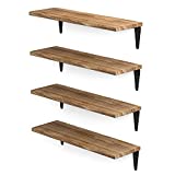 Wallniture Arras Floating Shelves for Wall, Wood Wall Shelves for Kitchen Organization and Storage, Wall Shelf Set of 4, Burned Finish