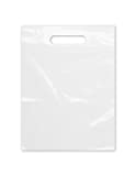 Purple Q Crafts Plastic Bag With Die Cut Handle Bag 9" x 12" White Plastic Merchandise Bags 100 Pack for Retail, Gifts, Trade Show and More