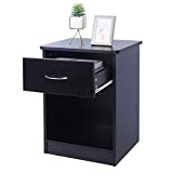 TINSAWOOD End Table, Nightstand with Drawer and Storage Shelf, End Table for Bedroom Living Room Home Furniture, Black