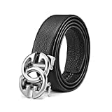 ARIMIA Genuine Leather Fashion black Ratchet Belts for Mens Full Grain Soft Leather Belt Strap Size - 1.5" wide Adjustable length (Silver, Adjustable from 26" to 48" Waist)