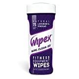 Wipex Natural Gym & Fitness Equipment Wipes, New Cloth, Vinegar & Lavender Great for Yoga Mats, Pilates Studios,Gyms, Clean Safely Peloton & Cycle Bikes and Spas, 75ct Canister