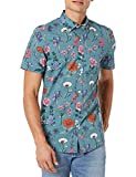 Amazon Brand - Goodthreads Men's Slim-Fit Short-Sleeve Printed Poplin Shirt, Wallpaper Floral, Medium