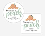 Peach Baby Shower Stickers, Sweet As A Peach Baby or Bridal Shower Favor Stickers (#511-3-WH)