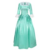Cos-Love Women's Colonial Lady Corset Styled Dress Victorian Rococo Ball Gown Maiden Costume Plus Size Medieval Dress Sky Blue, Medium