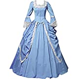I-Youth Womens Lace Marie Antoinette Masked Ball Victorian Costume Dress (M, Sky Blue)