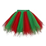 Topdress Women's 1950s Vintage Tutu Petticoat Ballet Bubble Skirt (26 Colors) Green Red M