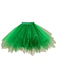 emondora Women's Tutu Tulle Petticoat Ballet Bubble Skirts Short Prom Dress Up Green Size XL-XXL