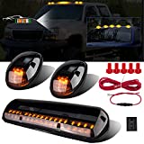 LIMICAR 3X Smoked Cover Cab Roof Top Marker Running Lamps Amber 30 LED Lights Compatible w/ 2002-2007 Chevrolet Silverado/GMC Sierra 1500 1500HD 2500 2500HD 3500 Trucks w/ Cab Marker Lights