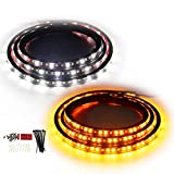 OPL5 2Pcs Truck LED Running Board Lights Sequential Amber Side Marker Lights 70 Inch Emergency Extended Crew Cab 216 LEDs Waterproof Flexible Turn Signal Light Bar for Pickup Trucks Cars SUV (70 inch)