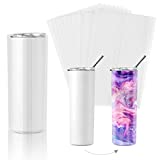 Sublimation Shrink Wrap Sleeves,8x12 Inch Clear Sublimation Heat Transfer Shrink Tube Bands for Mugs,Cups,Tumblers,Shrink Wrap Film for Sublimation Blanks, 50 Pcs