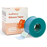 LotFancy Medical Silicone Tape, 2Rolls 15.5 Yds, Waterproof Adhesive Surgical Tape, Soft Skin Tape for Surgery First Aid, Wound, Bandage and Sensitive Skin