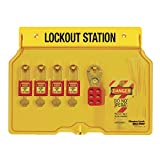 Master Lock 1482BP410 Covered Lockout Tagout Station with 4 Zenex Thermoplastic Padlocks , Yellow