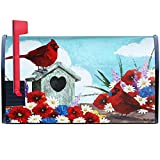 Zonon Christmas Cardinals Mailbox Covers Flowers Magnetic Standard Size Post Letter Box Cover for Home Garden Winter Decoration 21 x 18 Inch