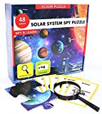 Solar System Spy Puzzle with Flashcards and Magnifying Glass 2ft x 3ft – Large 48 Piece Space Floor Puzzle for Kids Ages 4-8 Years Old -Gift for Boys and Girls 3,4,5,6,7,8