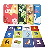 beiens Baby Flash Cards, 48 Pcs Double-Sided ABC 123 Flashcards with Rings Educational Learning Toys for Infants Toddlers Birthday Preschool Gifts Age 1-4 Year (Alphabet, Numbers, Animals, Fruit)