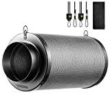 VIVOSUN 8 Inch Air Carbon Filter Smelliness Control with Australia Virgin Charcoal for Inline Fan, Grow Tent Smelliness Scrubber, Pre-Filter Included, Reversible Flange 8" x 22", Black
