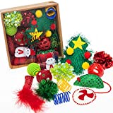 FLYSTAR Christmas Cat Toys - Interactive Cat Toy & Cat Bell Toy & Cat Ball Toy & Cat Feather Toy & Cat Kicker Toy & Cat Spring Toys & Cat Toy Mouse - 13 Pack Cat Gift Box for Small, Meidum, Large Cats