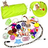 Youngever 24 Cat Toys Kitten Toys Assortments, 2 Way Tunnel, Cat Feather Teaser - Wand Interactive Feather Toy Fluffy Mouse, Crinkle Balls for Cat, Puppy, Kitty, Kitten