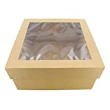 Spec101 Cake Boxes with Window 25pk 12 x 12 x 6in Brown Bakery Boxes, Disposable Cake Containers, Dessert Boxes