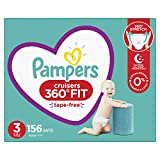 Diapers Size 3, 156 Count - Pampers Pull On Cruisers 360 degree Fit Disposable Baby Diapers with Stretchy Waistband, ONE MONTH SUPPLY (Packaging May Vary)