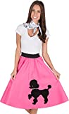 Adult Poodle Skirt with Musical Note printed Scarf Hot Pink by Kidcostumes