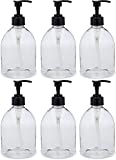 Earth's Essentials (U.S. Made) (6 Pack) Designer Hand Soap and Sanitizer Dispensers, Empty Plastic Pump Bottles, Perfect for Shampoo, Lotion, and More, BPA-Free PET Plastic.