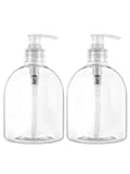 2 Pack Pump Bottles 16oz Lotion Dispenser for Soap, Shampoo, Dishwashing Liquid, Oil, Cleaning Solutions and Cosmetics - Leak-Free | BPA-Free | Refillable (Plastic)