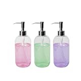 (3 Pack) 16 Ounce Soap Dispenser Bottles Clear Plastic Countertop Lotion-Soap Pump Bottles for Liquid Organic Soap Hand Dispensers Kitchen and Bathroom Soaps Shampoo and Lotions