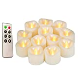 Flameless Candles, Realistic Flickering Votive Candle Tea Light Battery Operated, 200 Hours of Nonstop Working with Remote and 4/8 Hours Timer, Pack of 12 LED Candles