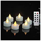 iZAN 6-Pack Flameless LED Battery Operated Tealight Candles with Remote and Timer Flickering Electric Tea Lights for Christmas Home Party Wedding Decorations 1.5”x1.6” Batteries Included