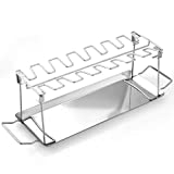 Chicken Leg and Wing Rack for Grill Smoker Oven - Easy to Use 14 Slots Chicken Leg Rack with Drip Tray - High Grade Stainless Steel Chicken Wing Rack Chicken Drumstick Holder for Perfect Cook