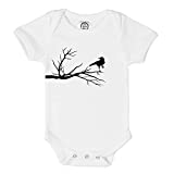 The Spunky Stork Unisex Baby Raven Nevermore Gothic Organic Newborn Bodysuit (6-12M) White