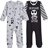 Disney Nightmare Before Christmas Jack Skellington Baby Boys 2 Pack Footed Coveralls 0-3 Months White/Black