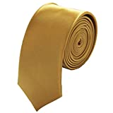 oophen Mens Solid Color 2" Skinny Tie- Gold