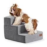 Lesure Dog Stairs for Small Dogs - Pet Stairs for High Beds and Couch, Folding Pet Steps with CertiPUR-US Certified Foam for Cat and Doggy, Non-Slip Bottom Dog Steps, Grey, 3/4/5 Steps