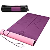 DAWAY Wide Thick TPE Yoga Mat - Y8 Eco Friendly Pilates Mats, Nonslip Grip Workout Exercise Mats, Body Alignment System, Tear Resistant, with Carrying Strap, 72"x 26" Thickness 6mm