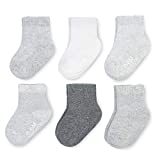 Fruit of the Loom Baby 6-Pack All Weather Crew-Length Socks, Mesh & Thermal Stretch - Unisex, Girls, Boys (0-6 Months, Grey)