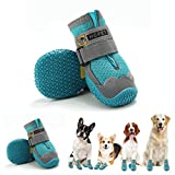 Hcpet Dog Boots Paw Protector, Anti-Slip Breathable Dog Shoes for Small Medium Large Dogs, Puppy Booties with Reflective Straps 4Pcs