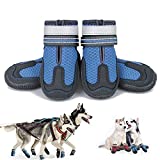 KEIYALOE Small Medium Large Outdoor Dog Shoes Dog Rain Boots Dog Snow Boots with Non-Slip Rubber Soles Reflective Straps for Walking Running 4PCS