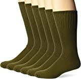 Jefferies Socks mens Military Uniform All Season Rib Top Crew Boot 6 Pack Casual Sock, Olive Green, Shoe Size 9-12 US
