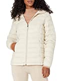 Amazon Essentials Women's Lightweight Long-Sleeve Full-Zip Water-Resistant Packable Hooded Puffer Jacket, Pumice, Large
