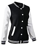 Women Varsity Baseball Jacket Casual Sweatshirt (6808 Black,US:S/Tag L)