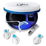 GLO Brilliant Deluxe Teeth Whitening Device Kit with Patented Blue LED Light & Heat Accelerator for Fast, Pain-Free, Long Lasting Results. Clinically Proven. Includes 10 GLO Gel Vials+ Lip Care