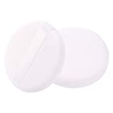 Large Loose Powder Puff, 4.13 Inch Powder Puff for Body Powder, Ultra Soft Velour Body Puff with Ribbon, 2pcs, White, Round