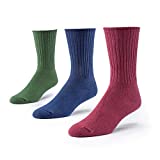 Maggie's Organics - Organic Cotton Crew Socks - 3 Pairs (Raspberry/Navy/Forest, M)