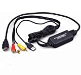 RCA to HDMI Converter Cable, HONSHEN AV to HDMI Adapter Cable Cord, 3RCA CVBS Composite Audio Video in to 1080P HDMI Out Supporting PAL NTSC for Wii VHS VCR Camera DVD (RCA to HDMI - Kit-Black)