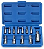 Neiko 10086A Standard Torx Plus Bit Socket Set | 12 Piece | TP8 – TP60 | 6 Point Star | Cr-V and S2 Steel | High Impact ABS Blow Molded Case, clear