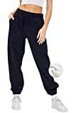 AUTOMET Womens Winter Sweatpants for Women Joggers with Pockets Lounge Pants for Yoga Workout Running Black L