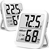 Antonki Room Thermometer Indoor Hygrometer, Humidity Gauge, Humidity Meter, Digital Temperature and Humidity Monitors for Home, Baby Room, Terrarium, Incubator, Greenhouse - 2 Pack