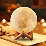 Moon Lamp, NSL Lighting 16 Colors LED Night Light 3D Printing Moon Light with Stand & Remote/Touch Control and USB Rechargeable, Moon Lamps for Kids Friends Lover Birthday Gifts (Diameter 4.8 INCH)